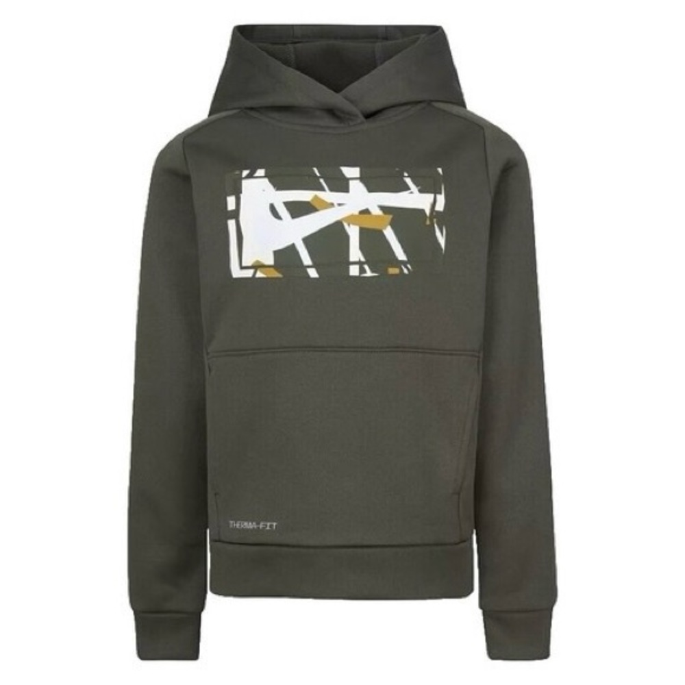 Nike Boys Therma-Fit Hoodie Sweatshirt Size 7  (6-7YRS) Dark Green Cargo Khaki